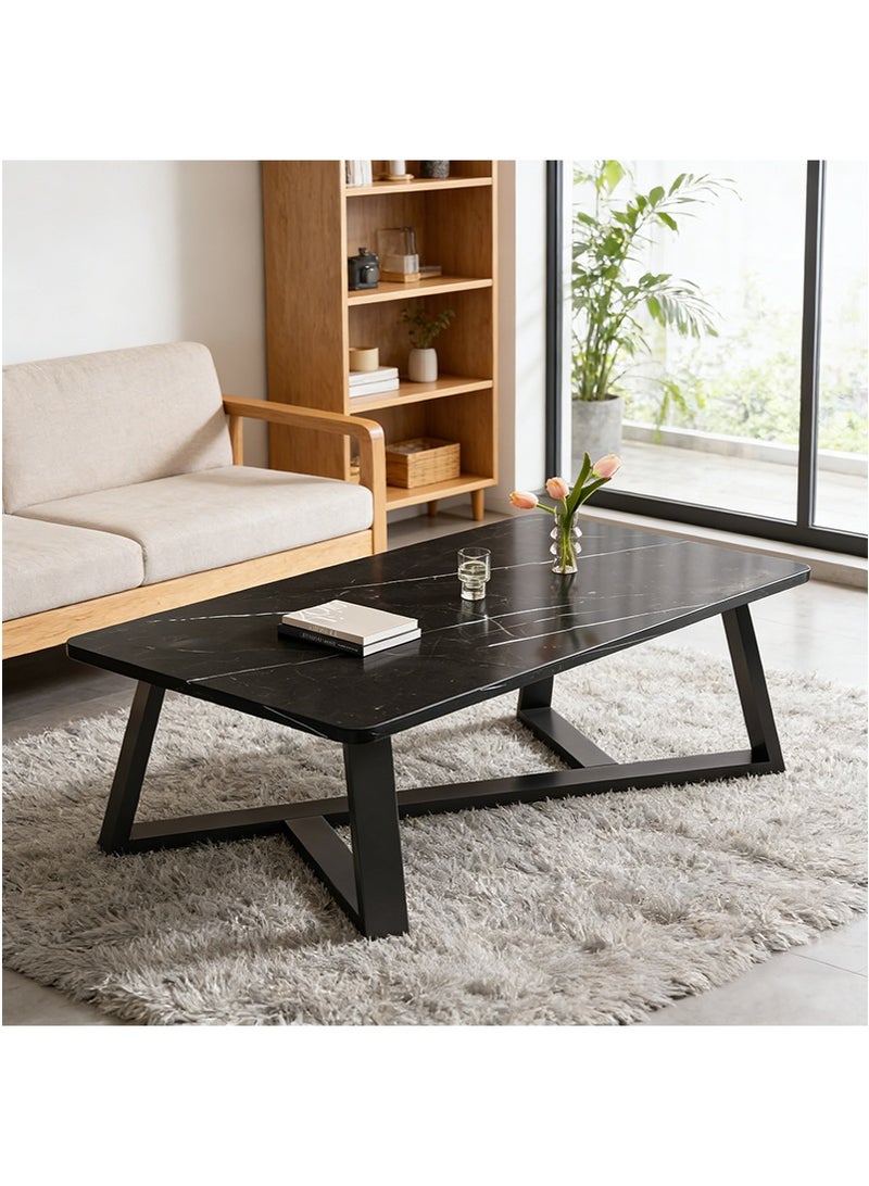 VUCATIN 120x60x45cm Modern Luxury Wooden Living Room Coffee Table - Minimalist Small Space Sofa Center Table, Rectangular End Table for Home Office (Black) - Image 2